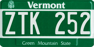 VT license plate ZTK252