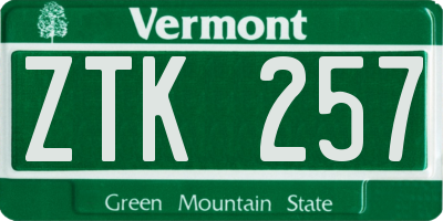VT license plate ZTK257