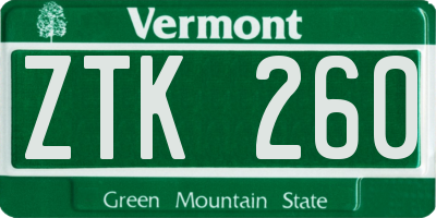 VT license plate ZTK260