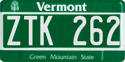 VT license plate ZTK262