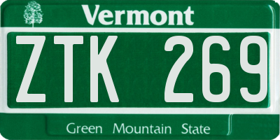 VT license plate ZTK269