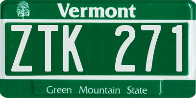 VT license plate ZTK271