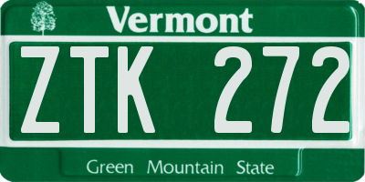 VT license plate ZTK272