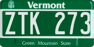 VT license plate ZTK273