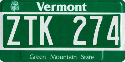 VT license plate ZTK274
