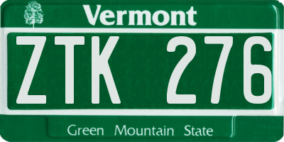 VT license plate ZTK276