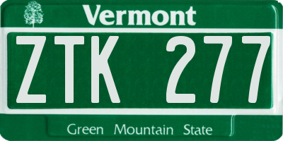 VT license plate ZTK277