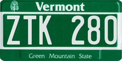 VT license plate ZTK280