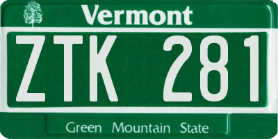 VT license plate ZTK281