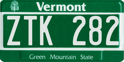 VT license plate ZTK282