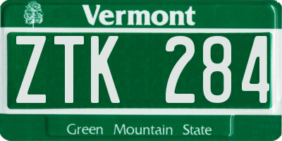 VT license plate ZTK284