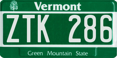 VT license plate ZTK286