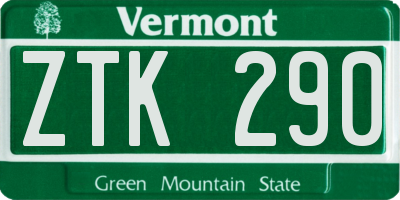 VT license plate ZTK290
