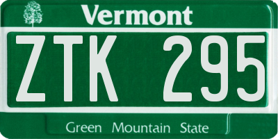 VT license plate ZTK295
