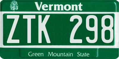 VT license plate ZTK298