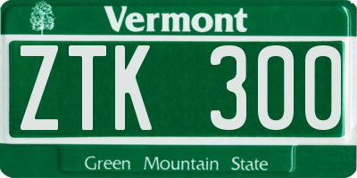 VT license plate ZTK300