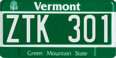 VT license plate ZTK301