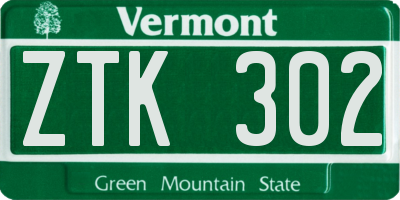 VT license plate ZTK302