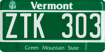 VT license plate ZTK303
