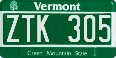 VT license plate ZTK305
