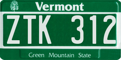 VT license plate ZTK312