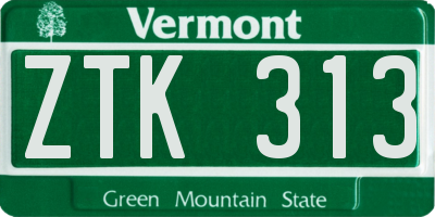 VT license plate ZTK313
