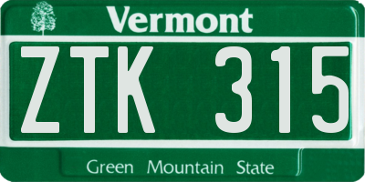 VT license plate ZTK315