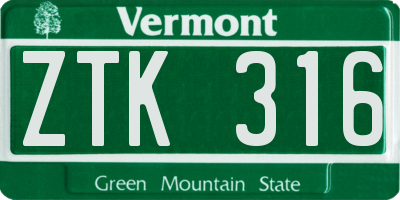 VT license plate ZTK316