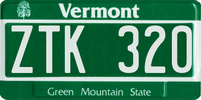 VT license plate ZTK320