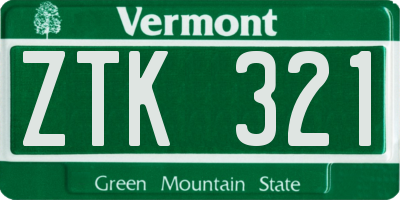 VT license plate ZTK321