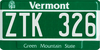 VT license plate ZTK326