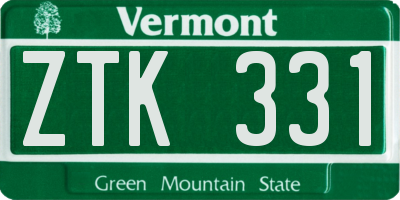 VT license plate ZTK331