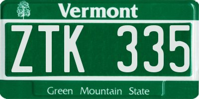 VT license plate ZTK335