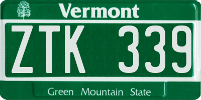 VT license plate ZTK339