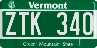 VT license plate ZTK340