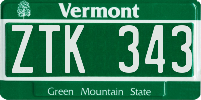 VT license plate ZTK343