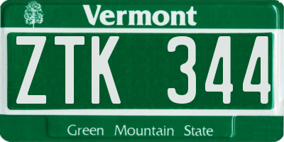 VT license plate ZTK344