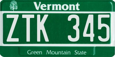 VT license plate ZTK345