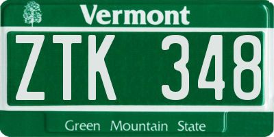 VT license plate ZTK348