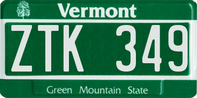 VT license plate ZTK349