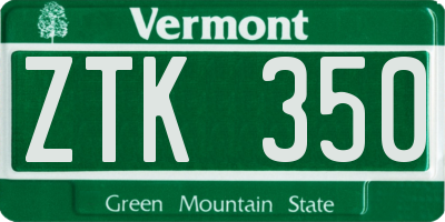 VT license plate ZTK350