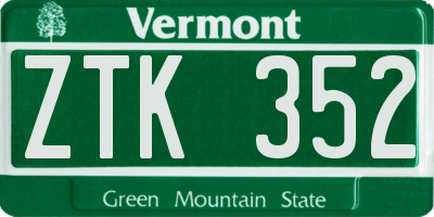 VT license plate ZTK352