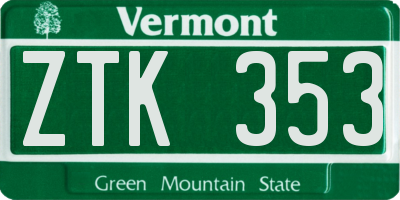 VT license plate ZTK353