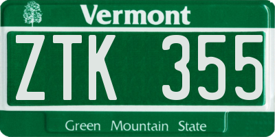 VT license plate ZTK355