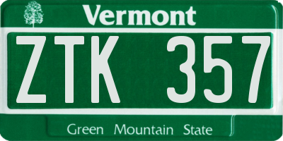 VT license plate ZTK357