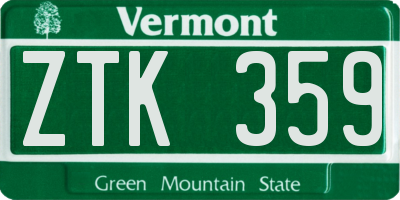 VT license plate ZTK359