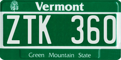 VT license plate ZTK360