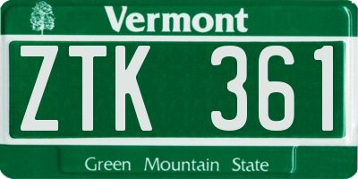 VT license plate ZTK361