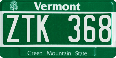 VT license plate ZTK368