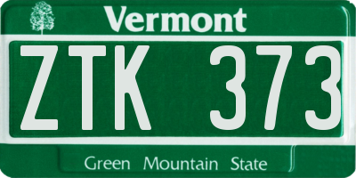 VT license plate ZTK373
